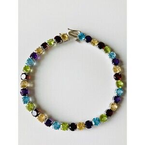 JWBR 925 sterling silver natural gemstone tennis bracelet